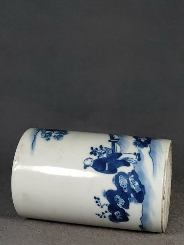 Antiker chinesischer Porzellan Qing Dynastie blau und weiß Pinseltopf 20 - Bild 4 von 9