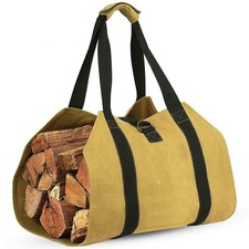 Canvas Firewood Bag Carrier Log Tote Wood Carrying Bag with Handles for Camping