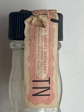 1986 50ml mini Jack Daniels glass empty bottle with RaRe TN overprint paper seal