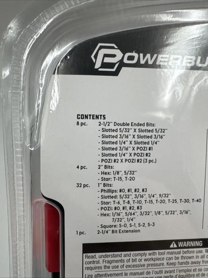 Powerbuilt 45 Pc Screwdriver Bit Set Philips, Slotted, Star, Hex, Square w/ Case - Image 4 of 4