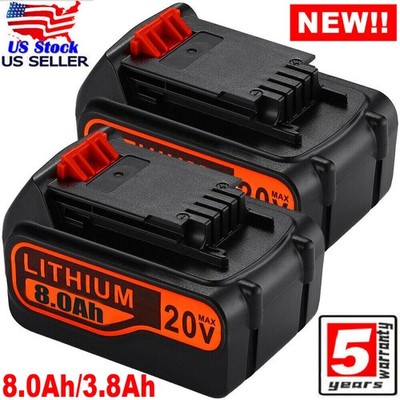 8.0Ah 20Volt LB2X4020 Battery 20V MAX Lithium LBXR20 LBX20 for Black & Decker