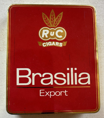 RuC CIGARS * Brasilia Export * alte kleine Metalldose Zigarrendose Dose LEER
