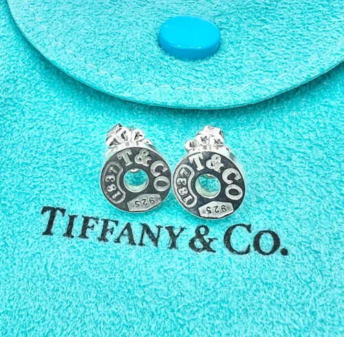 Tiffany & Co. 1837 Circle Earrings SV925 Pair w/ Porch & Box Near Mint