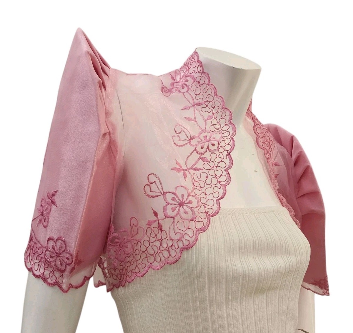 Filipiniana Bolero Top Sz XL/Extra Large Pink Embroidered