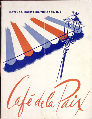 1953 Cafe de la Paix Hotel St Moritz On The Park NY Dinner Menu