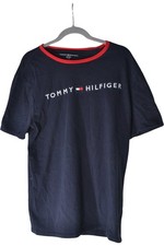 Tommy Hilfiger T-Shirt Uomo L Blu Navy Cotone Rosso Bordo Logo 