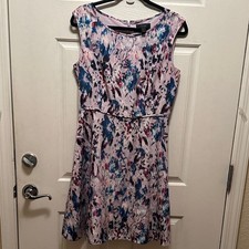 J. Crew Pink Sleeveless Midi Dress with Blue & Navy Floral Print