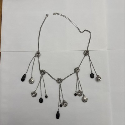 Vintage Bijoux Terner Silver Tone Multi  Seashell Charm Necklace Dangle