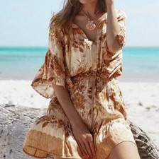 Spell & The Gypsy Free People Floral Print Coco Lei Flutter Mini Dress S
