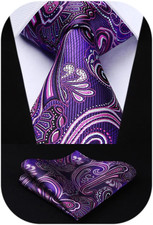 Ties for Men Paisley Tie and Pocket Square Woven Classic Floral Mens Ties Handke