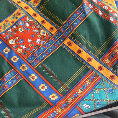 Vintage Fabric Green Patchwork Floral Cranston Cloth Company BT Half Y #16
