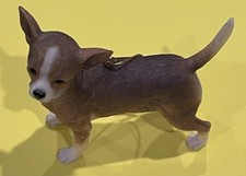 Chihuahua Dog Hanging Christmas Tree Ornament Standing Tail Up Sand Colored