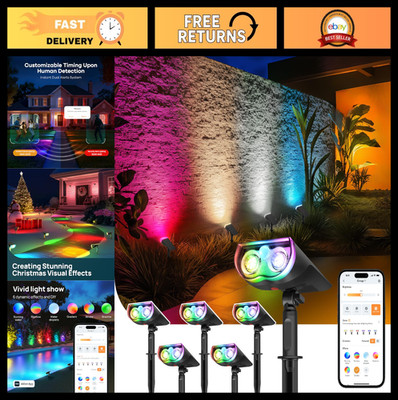 Smart Solar Lights Outdoor with Motion Sensor, APP Control, Color Changing, IP65
