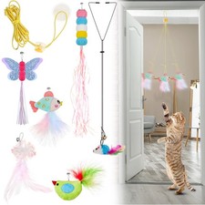 8 Pcs Doorway Cat Toys Indoor Feather Door Hanger Vibrant