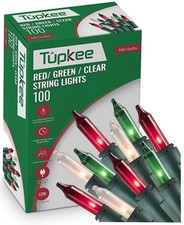Christmas String Lights 100 Count - Incandescent Mini Red, Green, and Clear Warm