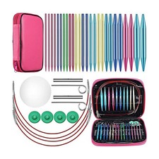 26 Pieces Aluminum Interchangeable Circular Knitting Needle Set,13 Size2617