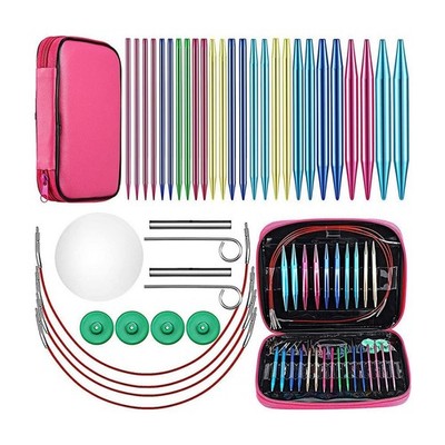 26 Pieces Aluminum Interchangeable Circular Knitting Needle Set,13 Size2617