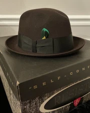 Vintage Resistol Self Conforming Chocolate Brown Fedora Derby Bowler Hat 7 Box