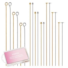 Gold and Silver Eye Pins and Flat Head Pins for Jewelry Making, 1.2", 1.6", 2...