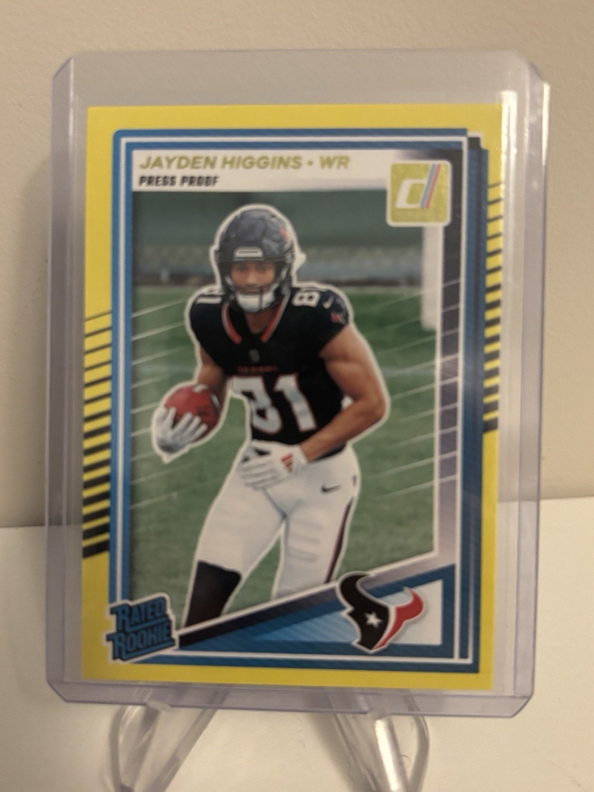 2025 Panini Donruss - Rated Rookie Jayden Higgins #334 Press Proof Yellow (RC)