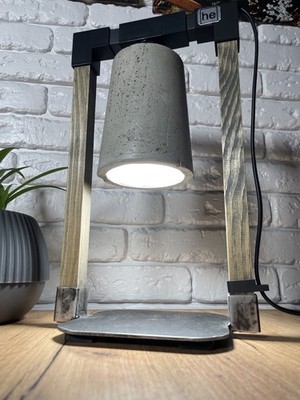 Loft Industrial Desk Lamp Modern Table Lighting Handmade Concrete Wood Metal