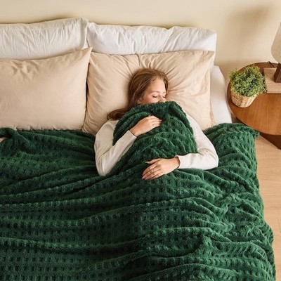 Blanket Soft Fleece Checkered Lightweight Bed Throw Blanket King Queen Twin