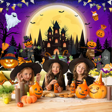 Happy Halloween Banner Trick or Treat Halloween Backdrop Party Decorations Ki...
