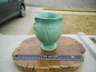 Brush McCoy 1930s Vintage Art Deco Pottery Green Matte Floral Ceramic Vase #740