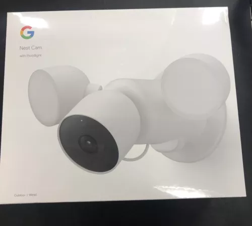 Google Nest Cam Outdoor Surveillance Camera - Snow, Pack of 1 (with Floodlight)