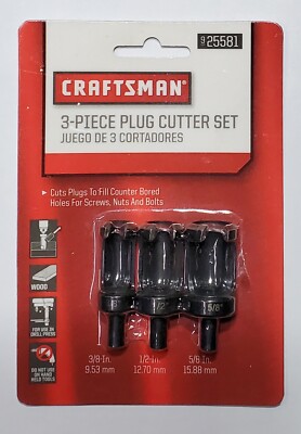 NIP CRAFTSMAN 3-PIECE PLUG CUTTER SET #25581--3/8'', 1/2'', 5/8''