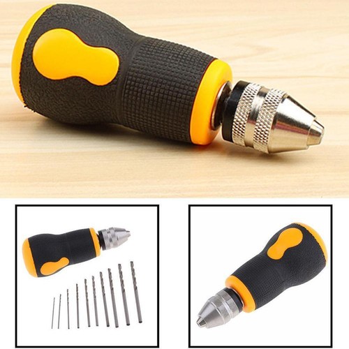 Micro Mini Portable Small Hand Drill + 10pcs Drill Bit Tool INV 08-30mm, L D4P6