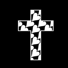 HEARTS INSIDE CROSS Vinyl Decal Sticker - FREE USA SHIPPING