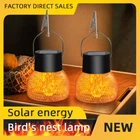 Waterproof LED Solar Power Hanging Flame Lantern Light Outdoor Garden Decor Lamp