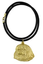 Pekingese, Pekinese, Peking Palace Dog - Dog Collar, Gold-Plated Pendant For