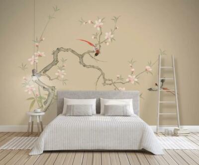 3D Flower Branch Bird 37541NA Wallpaper Wall Murals Removable Wallpaper Fay