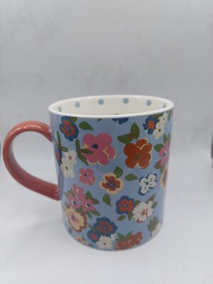 Matilda Jane Botanical Floral 20 oz Large Coffee Mug Polka Dot Interior NEW
