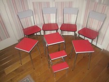 chaises , Tabourets Vintages En Formica Rouge , Decoration , Meubles Anciens
