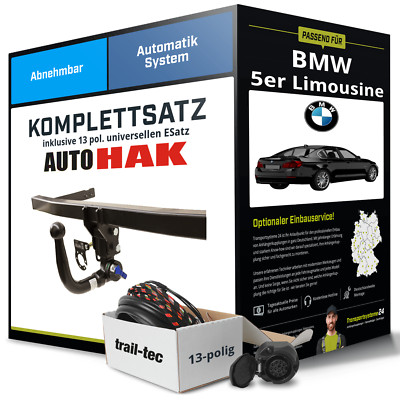 Für BMW 5er Limousine Typ F10 Anhängerkupplung abnehmbar +eSatz 13pol uni. 10-