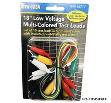 CEn-Tech 18" Low Voltage Multi-Colored Test Leads Set of 10 in 5 Colors. 🔥NEW🔥