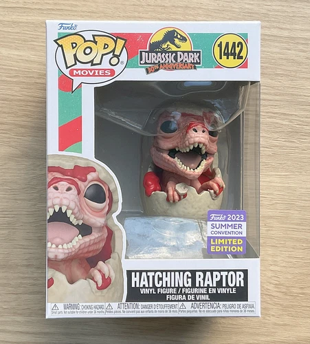 Funko Pop Jurassic Park Hatching Raptor SDCC #1442 + Free Protector
