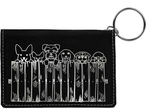 Peeking Pups Laser Engraved Leatherette Keychain Wallet - Picture 4 of 18