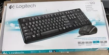 NEW UNUSED  MK120 Logitech Full Size USB Wired Keyboard and wired Mouse