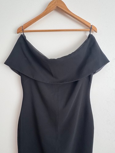 Carla Zampatti Size 12 Off the shoulder Black Sabrina Sheath Dress RRP $699 - Picture 6 of 8