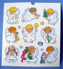 VINTAGE 1996 STANDARD CHRISTMAS ANGELS 14 STICKERS SEALS 1 SHEET