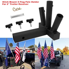 Heavy Duty 3 Flag Pole Holder Hitch Mount for Jeep Truck Car 2" Trailer Receiver