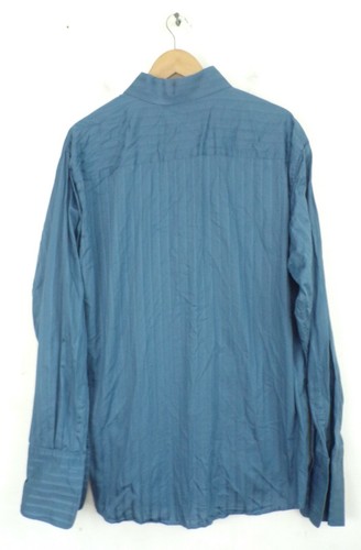 ALFANI Mens Size Large Blue Striped French Cuff Dress Shirt Button Down - Picture 5 of 5