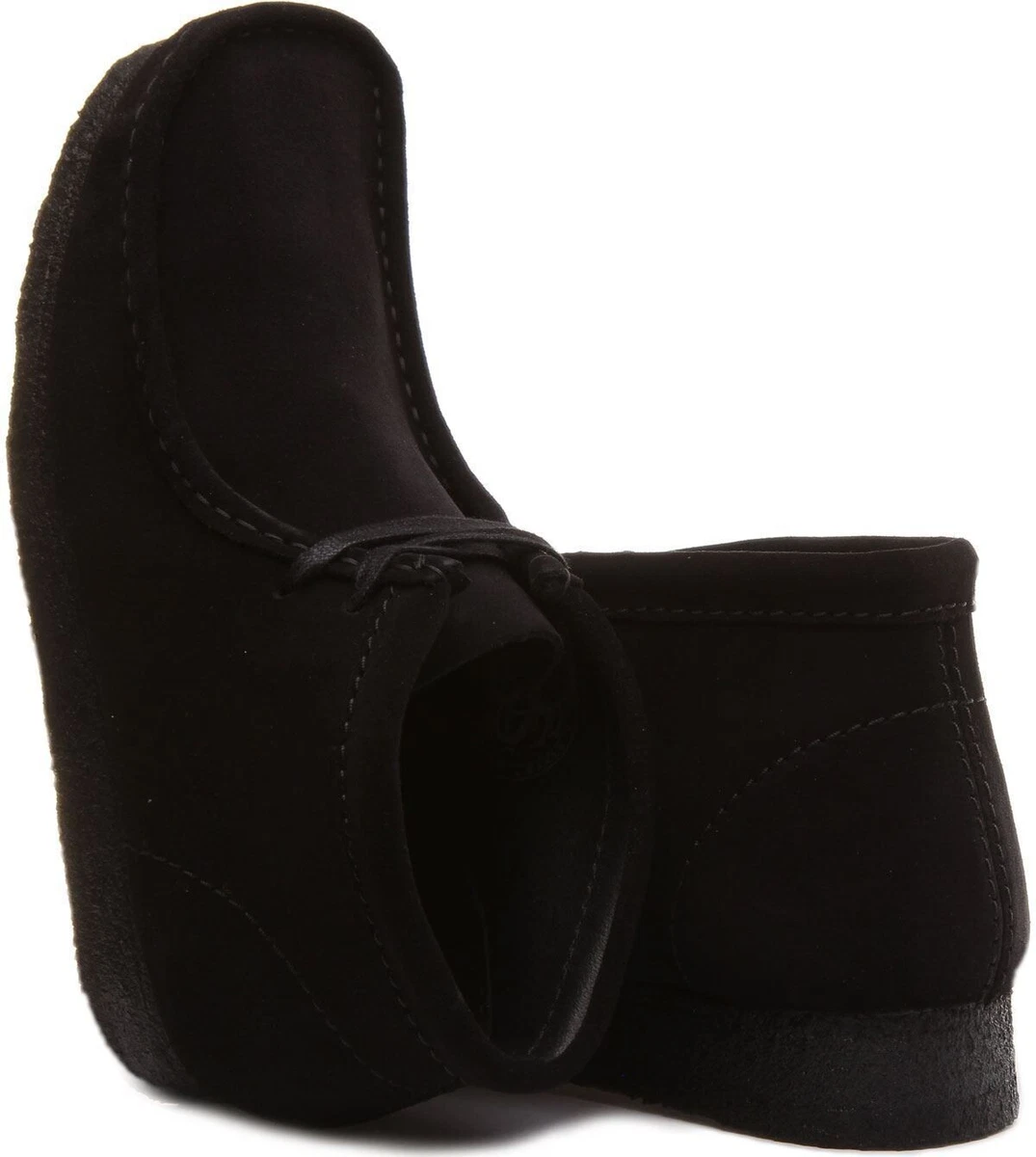 CLARKS ORIGINALS Hombre Wallabee Botines En ante Negro Cordones Talla UK 7-12