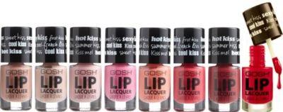 GOSH Lip Lacquer Liquid Stain Long Wear Gloss Brush on Color in Multiple Shades 