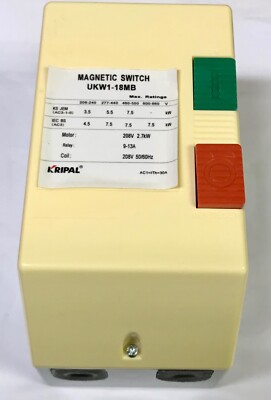 KRIPAL UKW1 18MB Magnetic Switch Manual Starter ON OFF Reset 3.5-7.5kw 208 VAC