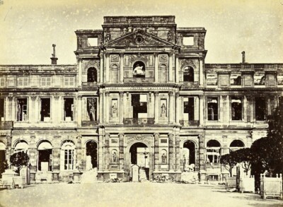 Belagerung von Paris Kommune Ruinen Tuilerien Palast Uhr altes Liebert Foto 1871